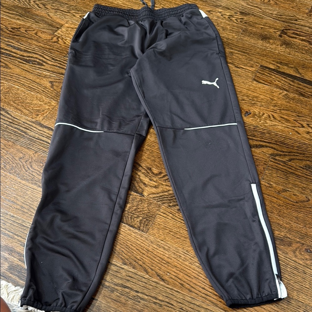 Puma Black Joggers with White Stripe Tapered Fit